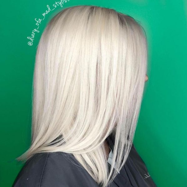 Woman with platinum blonde hair
